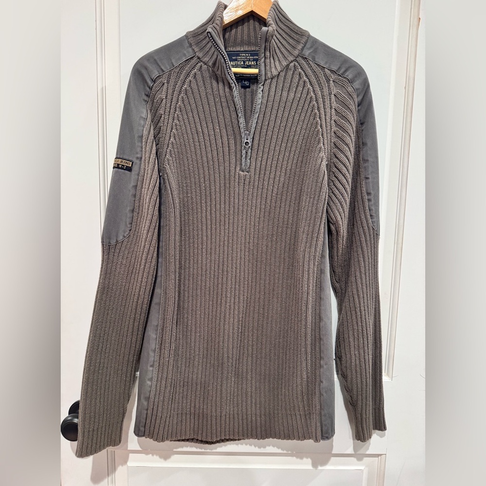 Y2K ribbed quarter zip sweater. 100% cotton. Nautica size Large. Vintage 2006
